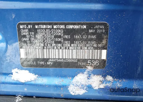 2018 Mitsubishi Eclipse Cross Se/Sel from USA, damaged, VIN JA4AT5AA8JZ066402